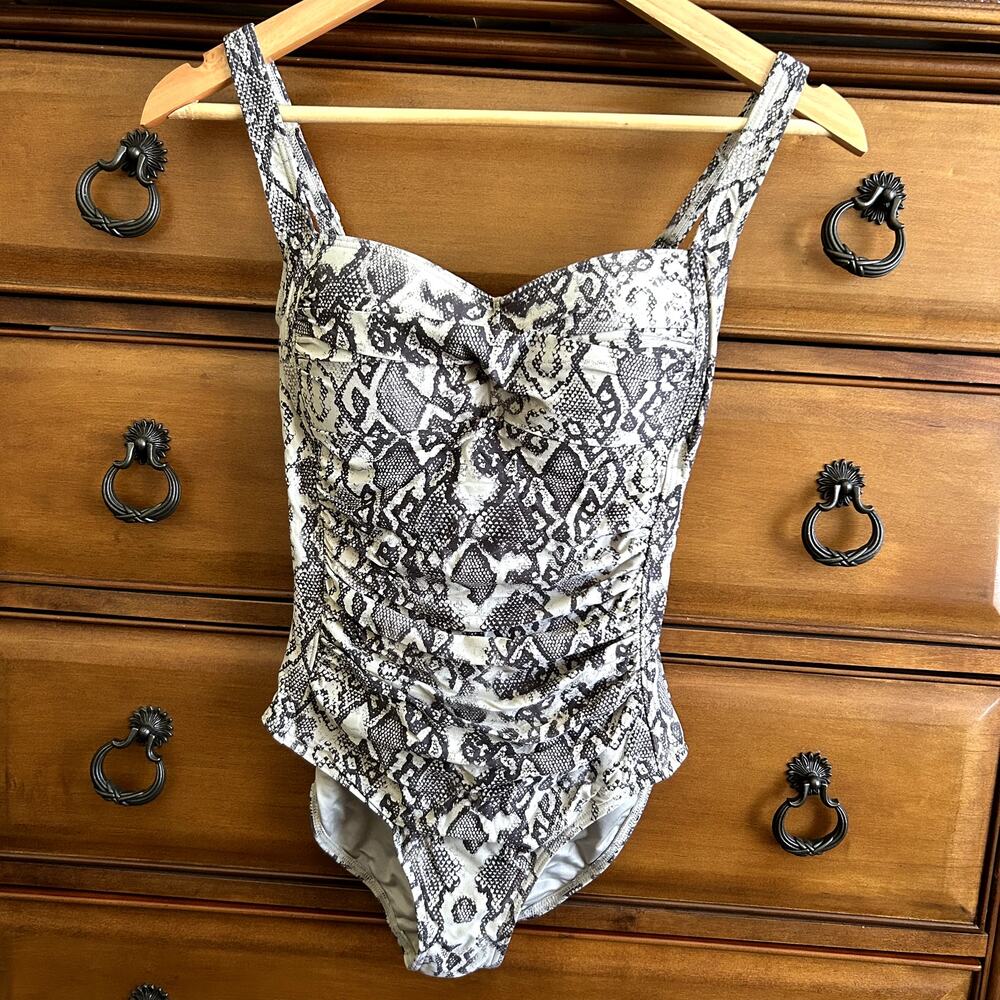 Nip Tuck Swim Snakeskin Tummy Control Shaping One… - image 2